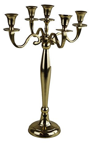Lesli Living Kerzenständer Gold Größe wählbar 5-armig Aluminium Kerzenhalter Kerzenleuchter, Größe:S