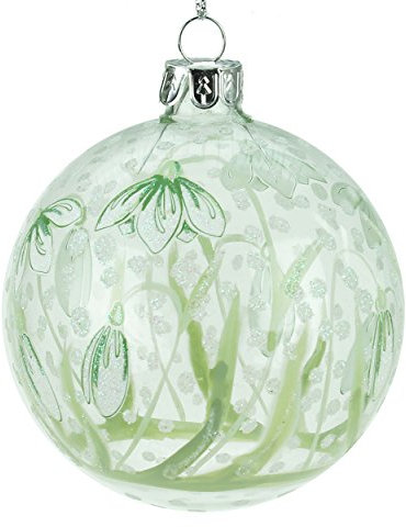 Gisela Graham Clear Glass Snowdrop Glass Bauble Tree Decoration