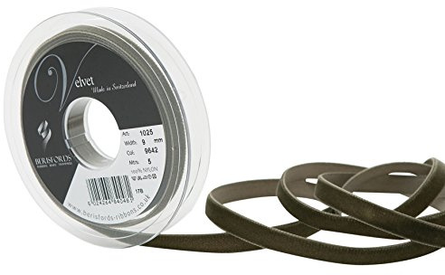 Berisfords Velvet Ribbon Loden 15mm x 10m - Nylon Craft Ribbon for Sewing, Gift Wrapping and Hair Accessories