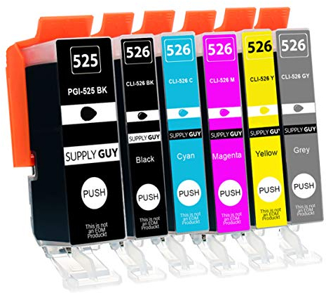 Supply Guy 6 Druckerpatronen mit Chip kompatibel mit Canon PGI-525 / CLI-526 passend für Canon Pixma MG6120 MG6150 MG6200 MG6250 MG8120 MG8150 MG8200 MG8240 MG8240 MG8250