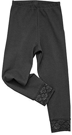 HERMKO 52722 Mädchen Capri-Leggings mit Raschelspitze am Abschluss, Farbe:schwarz, Größe:92