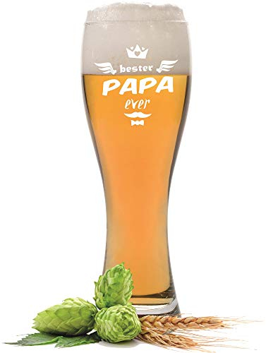 FORYOU24 Leonardo Weizenglas mit Gravur Motiv Bester Papa Ever- Geschenkidee Bierglas graviert Vatertag