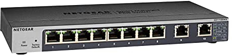 NETGEAR (GS110EMX) Plus Switch 10gb Ethernet | Web Manageable Series Plus|10 Ports Multi-Gigabit |2 ports SFP+ 10 Gigabit, Format Bureau, mur ou en rack, Silencieux, Garantie à Vie