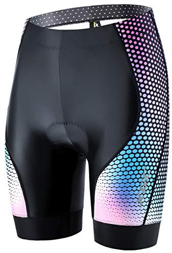 XGC Damen Kurze Radlerhose und Radunterhose Radsportshorts Fahrradhose für Frauen elastische 4D Schwamm Sitzpolster mit Einer hohen Dichte (M, Black_Pink)