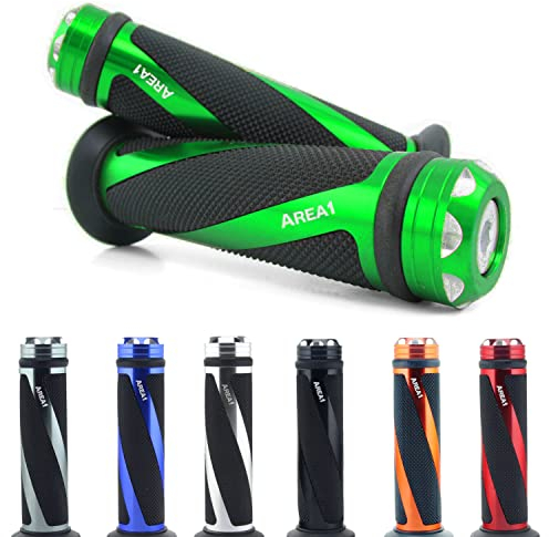 Area1 universal Motorrad Motorroller Lenkergriffe Griffe Griffgummis 2 Stück 1x 22mm + 1x 24-25mm (7/8 / 1 Zoll) (Coil) (Grün) Kompatibel mit KSR
