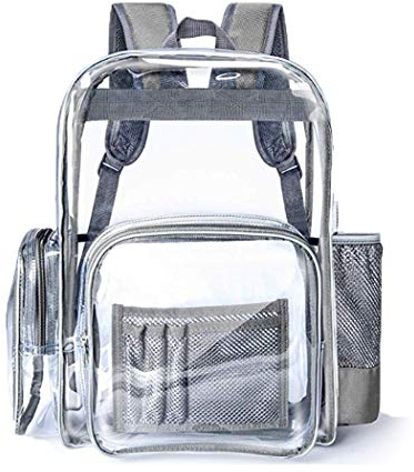 SPEEDEVE Durchsichtig Rucksack Transparente Schulrucksack für die Arbeit College Reisen,Grau,L