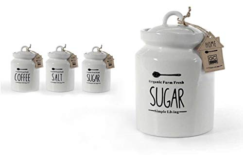 GICOS IMPORT EXPORT SRL Tris Set 3 pz barattoli in Ceramica 12 * 17 cm Home Sale Zucchero caffè Salt Sugar Coffee 784811