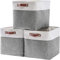 Mangata 25|28|30|33cm Fabric Storage Boxes Cubes, 3 Pack(33x33x33cm, Grey White)