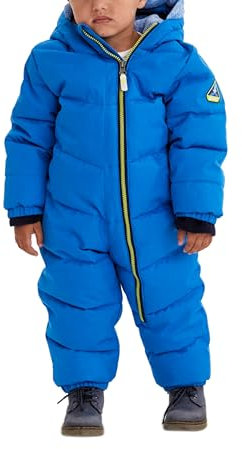 Killtec Skioverall Kinder Twinkly MNS ONPC B - Overall in Daunenoptik - Schneeanzug mit Kapuze - Winteranzug mit flauschigem Innenfutter, neon blau, 74/80