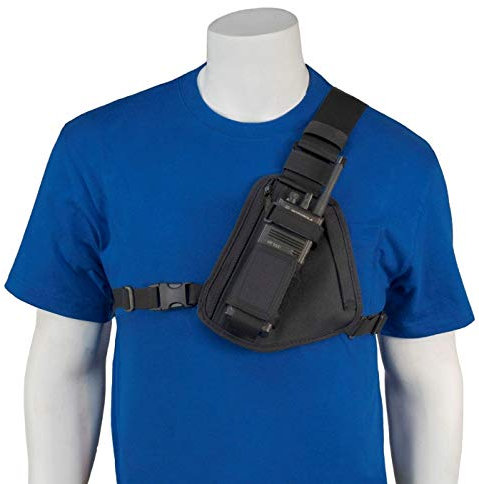 HOLSTERGUY RCH-101B Chest Harness Pack with Adjustable Single Radio Pouch for Motorola Handheld Two-Way Radios and Walkie Talkies