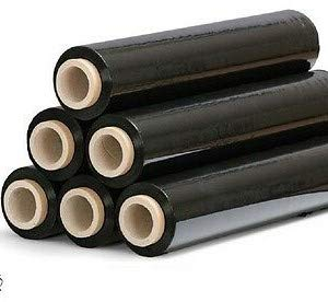 6 Rollen Stretchfolie 23my 500mm 2,5kg Palettenfolie Handfolie Wickelfolie schwarz Schrumpffolie wrapping film stretch Plastikfolie Verpackungsfoli (Schwarz, 6x)