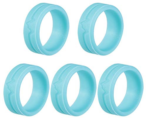 NUOBESTY Bandes D'anneaux De Silicone 5Pcs Bagues en Silicone Bague de Célibataire pour Personne Seule Hommes Femmes (Bleu Ciel) Couples Silicone