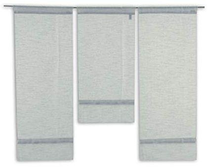 Decocompany Home Mini Flächenvorhang Set grau 4015-11 | 3 Teile | Scheibengardine Gesamtbreite 90cm (3x30cm) Höhe 80/60/80cm
