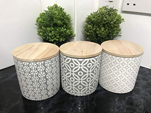 Set of 3 Tea Coffee Sugar Ceramic Moroccan Canister Kitchen Storage jar Pot Gift