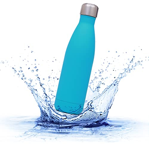 Sprengers – Trinkflasche aus Edelstahl – auslaufsichere & thermoisolierte Wasserflasche hält Getränke bis zu 18 Stunden warm oder kalt – Kohlensäure geeignet (Türkis, 0,5 l)
