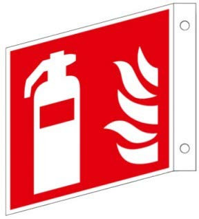 Brandengel® Hochwertiges Schild Feuerlöscher Fahnenschild Kunststoff-Platte 200 x 200 mm auch für außen Piktogramm F001 DIN EN ISO 7010 ASR A1.3