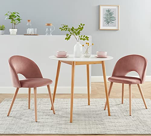 BAÏTA Eugenie Lot de 2 chaises, Velours Rose, 52x56x77cm