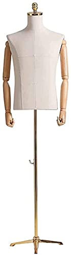 Schneiderpuppen Schneiderbüste Beige Männliche Leinenschaufensterpuppe Torso, Kleidungsform Kleidungsständer Mit Metallbasis - Leicht Montieren Und Sauber (Color : Style 2)