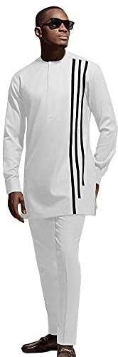 Afrikanischer Herren-Partyanzug, zweiteiliges Set, Dashiki, Hemd, Hose, Trainingsanzug, langärmeliges Outfit
