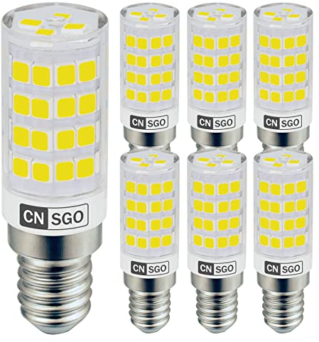 CNSGO E14 LED Lampe Kaltweiß 6000K 530 Lumen, 6er-Pack. 4W kann Ersatz 45W Halogenlampe, Abstrahlwinkel 360° Kurz winzig Leuchtmittel, AC220-240V Flickerfreie nicht Dimmbare Energiesparlampen