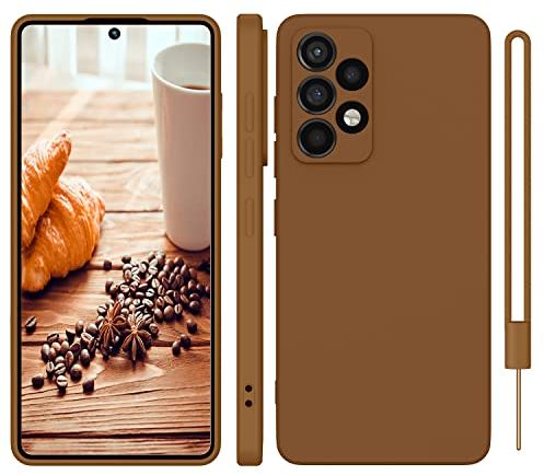 ORDA für Samsung Galaxy A52 / A52s 5G Hülle Silikon Handyhülle Dünn Silikon Handyhülle Mikrofaser Kameraschutz Bildschirmschutz Kratzfest Braun