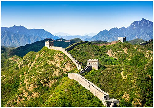 Wallario Vliestapete Fototapete Die Chinesische Mauer - Wahrzeichen in China im Sommer - Wandtapete Größe: 200 x 140 cm