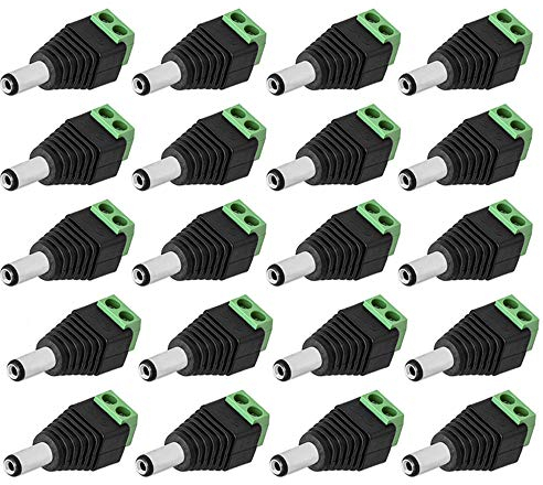 20x DC Stecker Hohlstecker Adapter 2,5 mm x 5,5 mm > Terminal Block 2 Pin Schraubklemmen