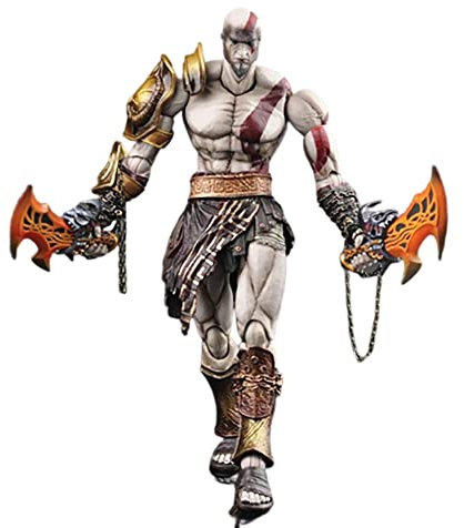 LPCPY La Version révisée de la série de War Series Kratos Modèle Mobile Kratos Tenant la Flamme Double Couteaux d'environ 10 Pouces de Hauteur