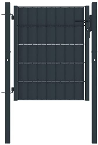 WIFESE Gartentor Anthrazit 100x81 cm PVC Zauntor GartentüR Gartenzaun Doppelstabmattenzaun Gartenzaun Komplettset Doppelstabmattenzaun Tor GartentüRschloss