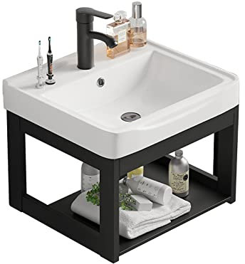 Küchenspüle Barspüle Keramik Kleine Barspüle, Vorbereitungs- und Allzweckspüle mit Wasserhahn, Wandmontagewaschbecken, modernes schwimmendes oder Arbeitsplatten-Porzellan-Keramik-Waschbecken ( Size :