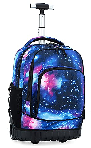 Oneyijun Schulranzen Trolley Rucksack, Studenten Trolley Schultasche mit Rollen Rucksack Schultrolley Rucksäcke Schulrucksack Reisegepäck mit Rollen 31x21x46cm (Sternenhimmel)