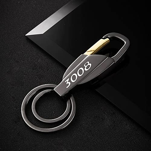 LENVOD Porte Clés Voiture, pour Peugeot 2008 3008 5008 Porte Clés Hommes Femmes Accessoires Voiture Famille Cadeau Porte Clés,3008