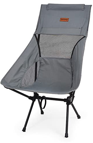 Rainberg Ultra Lightweight High Back Camping Chair, Folding Chair, Camping Chairs for Adults, Foldable Garden Outdoor Picnic BBQ Chairs. (Pack of 1, Grey)