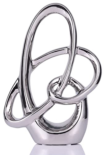 Statua moderna in ceramica argentata – Accento astratto per la casa e la tavola per soggiorno, camera da letto, bagno, ufficio, mensola, tovaglia, matrimonio, centrotavola