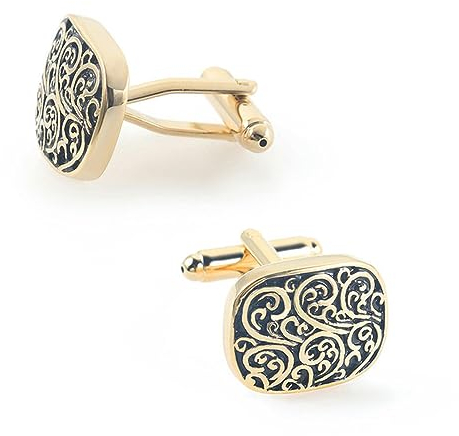 YAHOYA Manschettenknöpfe für Herren Goldene Vintage Römische Muster Metall Manschettenknöpfe Kleid Accessoires Retro Herren Geschäftsgeschenke Französische Hemdknöpfe