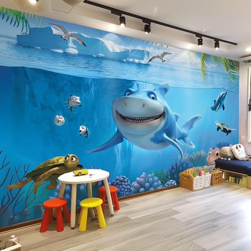 AMUGISH Underwater Adventure Wall Mural – Fun Ocean Scene Wallpaper with Animated Sea Creatures, Peel and Stick - Ideal for Kids' Rooms, Playrooms, and Nurseries