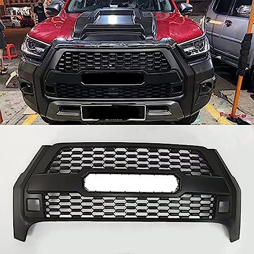 Auto Frontschürze Grill für Toyota Hilux Revo Rocco 2021,Frontgrill Mittel netz gitter Montage rahmen abdeckung Außen Bodykit Teil