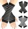 THETAG Fingerlose Handschuhe,2 Paare Winter Halb Fingerlose Handschuhe Warme Gestrickte Handschuhe Daumenloch Halbfinger Handschuhe Unisex Thermisch Strickhandschuhe Armwärmer für Frauen Mädchen