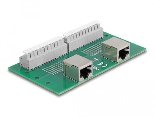DeLOCK RJ50 2 x Buchse auf 2 x Klemmenblock mit Druckknopf für DIN-Schiene Marke