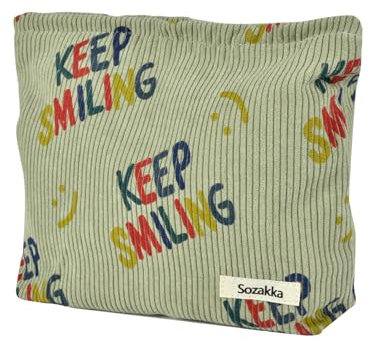 Fycyko Kosmetiktasche Reise, Tragbare Kulturbeutel Kinder Lächeln Waschtasche Organizer Smile Muster Make-up Tasche Multifunktionaler Kulturbeutel Herren Reisen Kulturtasche für Damen Mädchen - Grün