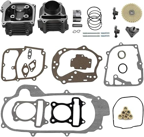 Trkimal Kit de reconstruction de cylindre Big Bore 50 mm pour GY6 50 cc 139QMB Pièces de scooter de course 64 mm Valve Scooter Cyclomoteur ATV Go Karts