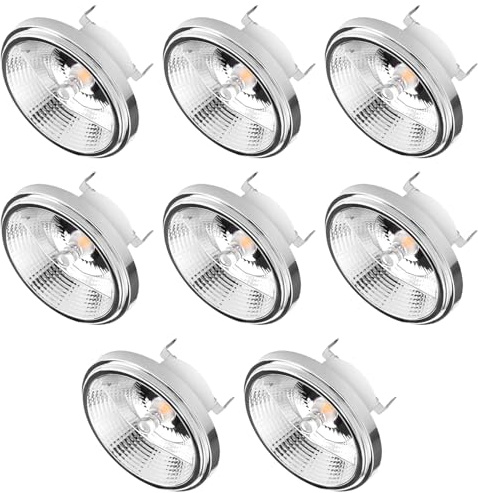 TPMAFF Lot de 8 ampoules LED AR111 G53 avec réflecteur 15 W 1500 lumens (équivalent 120 W) Angle de faisceau 45°, 12 V AC/DC basse tension, non variable