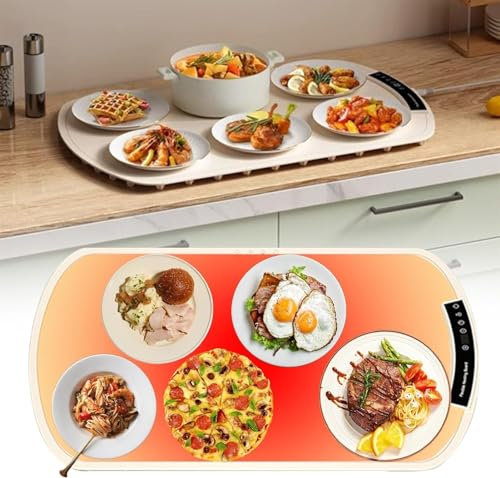 Almohadilla térmica de aislamiento de alimentos for el hogar con control de temperatura ajustable de 40-120 °/temporización de 4 h, almohadilla eléctrica plegable for calentar alimentos for buffets, r