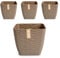 PracticDomus Lote de 4 Macetas Decorativas Cuadradas Wind con Platos Integrados (17 cm, Taupe)