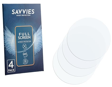 Savvies 4 Stück Full-Screen Schutzfolie für Ice-Watch ICE smart 2.0 1.2 (rund) Full-Cover Displayschutz-Folie mit Installationshilfe