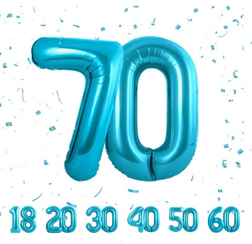Zahlen luftballon 70 jahre | Blau Folienballon-4070 Geburtstagsdeko -70 Ballon Zahl Deko zum Geburtstag fliegt mit Helium 70.Geburtstag für Männer Frauen 70.Geburtstagsparty Jubiläum