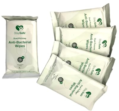Pack of 10 - Wet Hand & Surface Wipes Alcohol 75% Anti Bacterial Sanitising Cleaning Ideal for Travel Bag Pocket Bulk Joblot