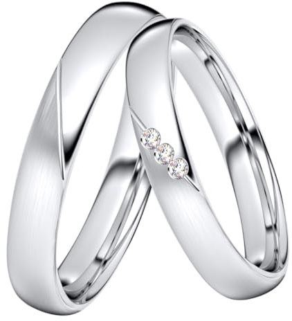 DOOSTI Trauring/Ehering/Partnerring - SWEET Silber 925/- Silber Ring - hochwertiger Silberring - Damen und Herren Variante (Ring mit Stein, 56)