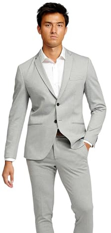Performance Blazer Herren Hellgrau (Größe 58) – Stylischer Slim Fit Herren Stretch Sakko – Stretch Anzugjacke – Bequemer, praktischer Zwei Knopf Sakko für Business & Freizeit