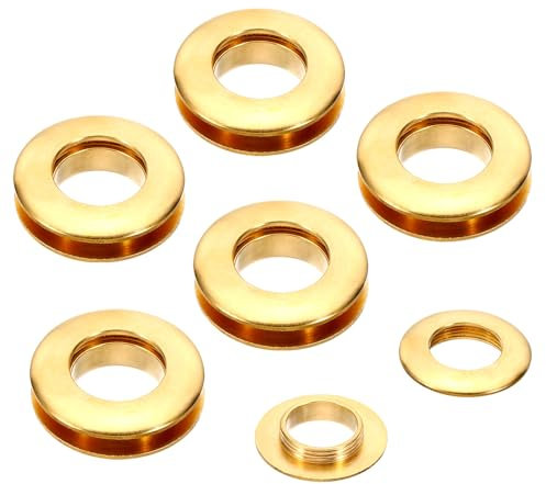 PATIKIL 15mm(3/5 Inch) Solid Brass Hole Eyelets, 6 Pcs Arc Surface Self Backing Grommets with Washer for Leather Craft, Brass Tone